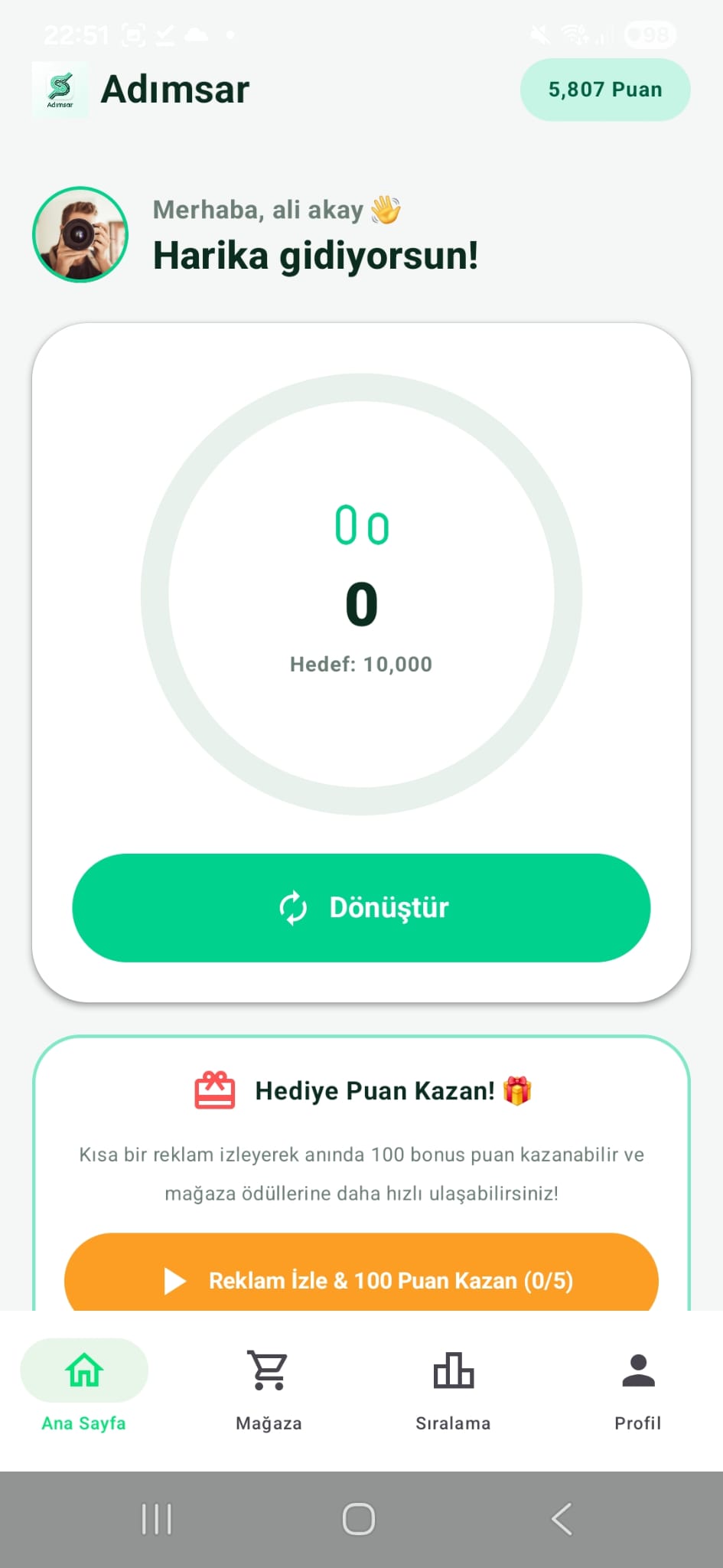 Adımsar Mobil Uygulaması